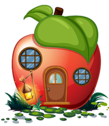 red apple with door and windows like a housePicture