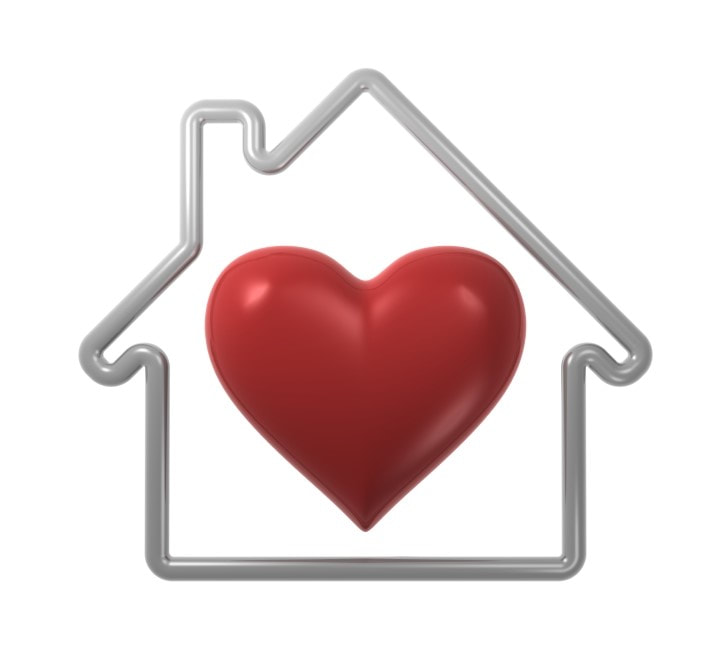 Red heart in a house picture
